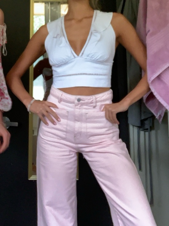 Free People Tops - Free People White V-Neck Lace-Trim Cropped Camisole